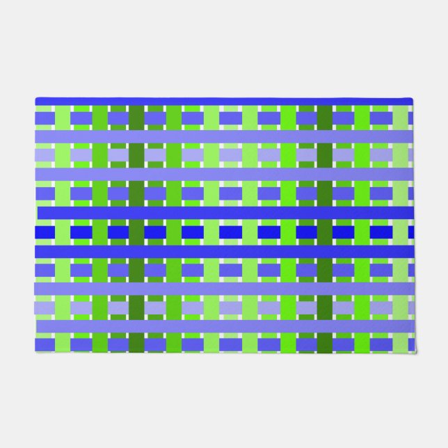 Gradient Plaid blue  Doormat (Front)