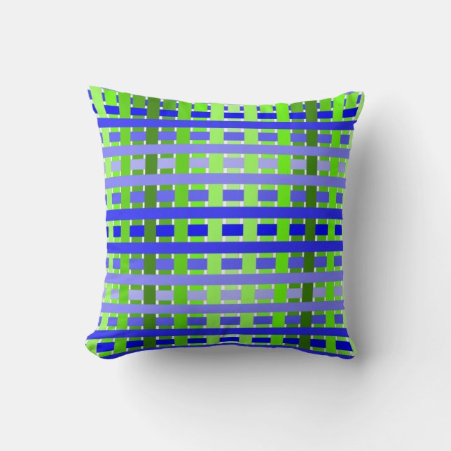 Gradient Plaid blue  Throw Pillow (Front)