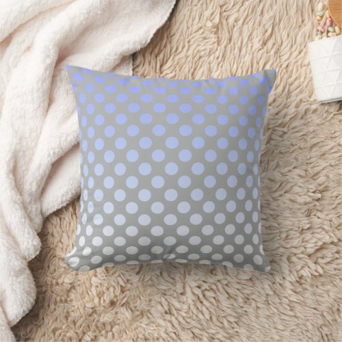 Gradient Polka Dot Blue on Gray Throw Pillow