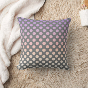Gradient Polka Dot Purple on Gray Throw Pillow