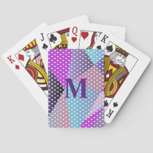 Gradient Purple Geometric Simple Hearts Pattern Poker Cards