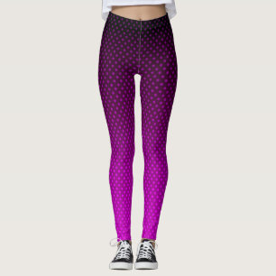 Gradient purple gray polka dots print abstract fe leggings
