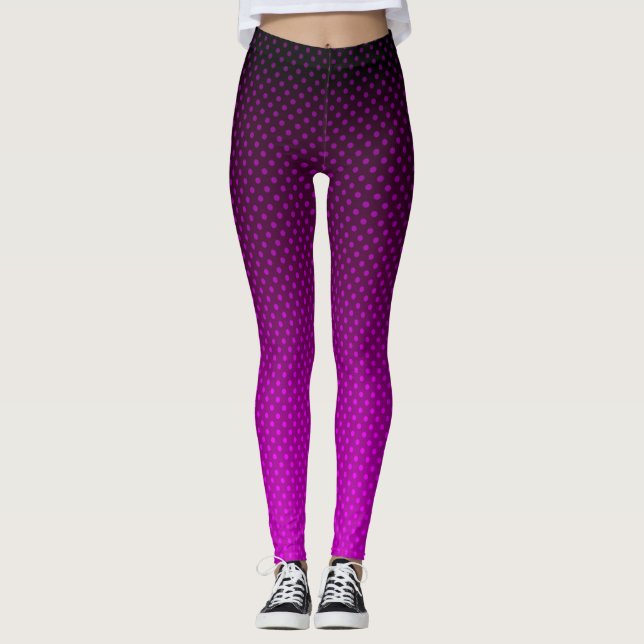 Gradient purple  gray polka dots print abstract fe leggings (Front)