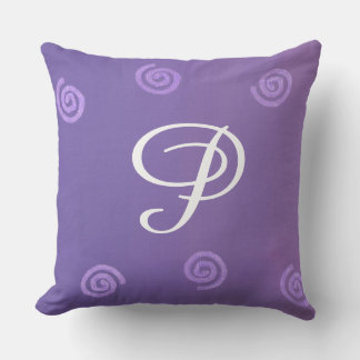 Gradient Purple Lavender Swirls Monogram Pillows