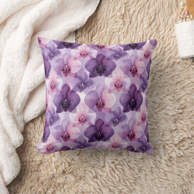 Gradient Purple Orchid Layers Throw Pillow (Blanket)