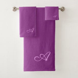Gradient Purple with Custom Monogram Bath Towel Set