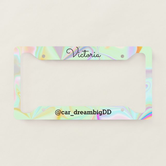 Gradient Rainbow Brushed Metal Business  License Plate Frame (Front)