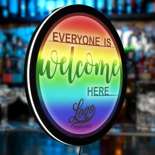 Gradient Rainbow  Business Logo Welcome Pride LED Sign