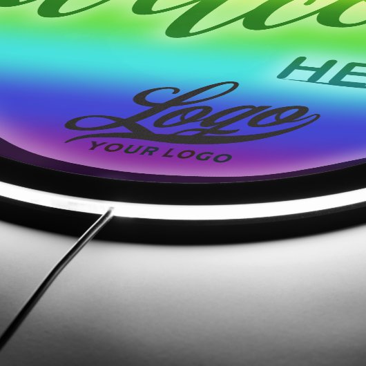 Gradient Rainbow & Business Logo, Welcome Pride LED Sign (Edge)