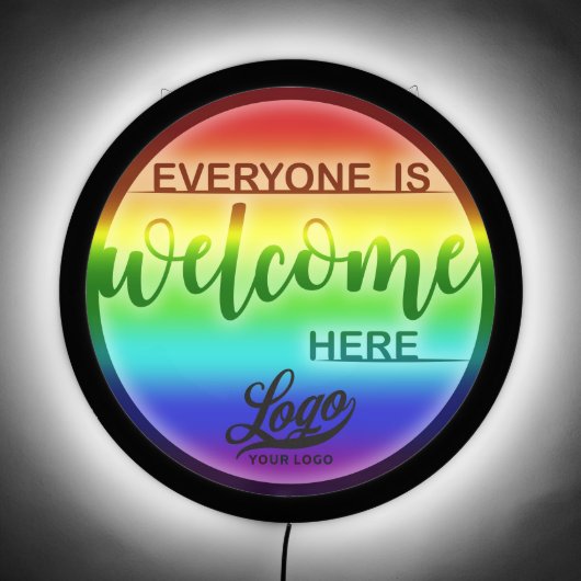 Gradient Rainbow & Business Logo, Welcome Pride LED Sign (Front)