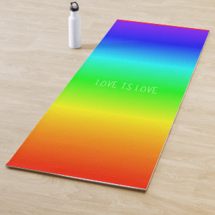 Gradient Rainbow Colors Love is Love Typography Yoga Mat