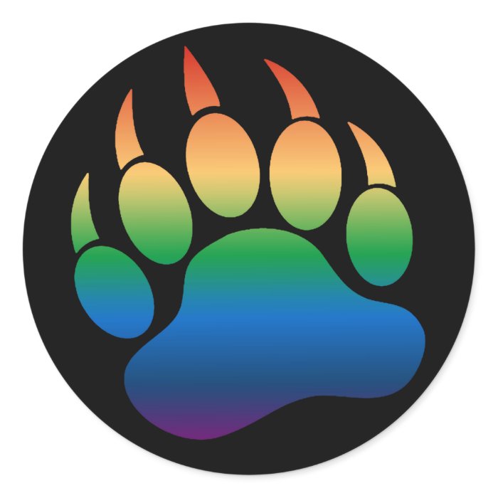 Gradient Rainbow flag Gay Bear Paw /Claw   Sticker