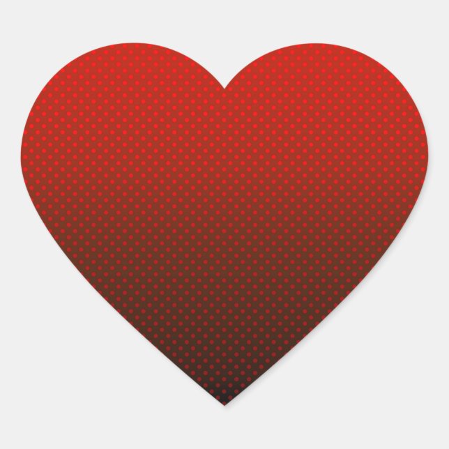 Gradient red gray polka dots print abstract femini heart sticker (Front)