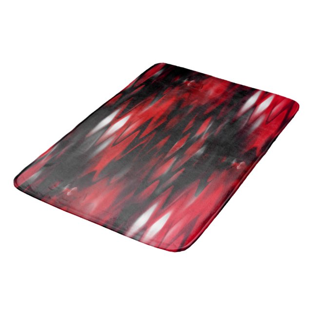 Gradient red to black fund forming abstract zigzag bath mat (Angled)