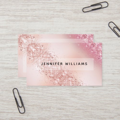 Gradient Rose Gold Glitter Modern Elegant Salon Business Card