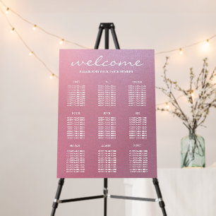 Gradient Rose Gold Wedding 9 Table Seating Chart Foam Board