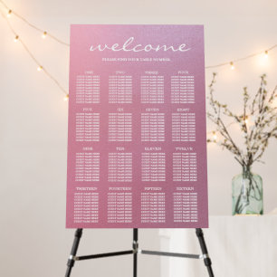 Gradient RoseGold Wedding 16 Table Seating Chart Foam Board