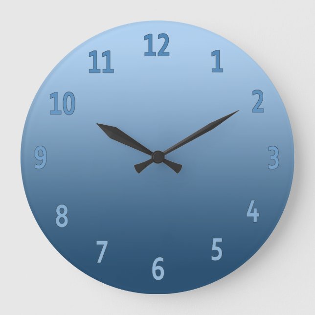 Gradient Simple Colorful Blue Large Clock (Front)