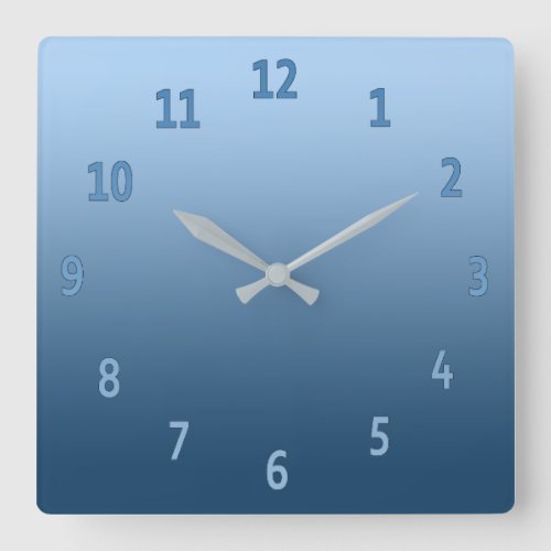 Gradient Simple Colorful Blue Square Wall Clock