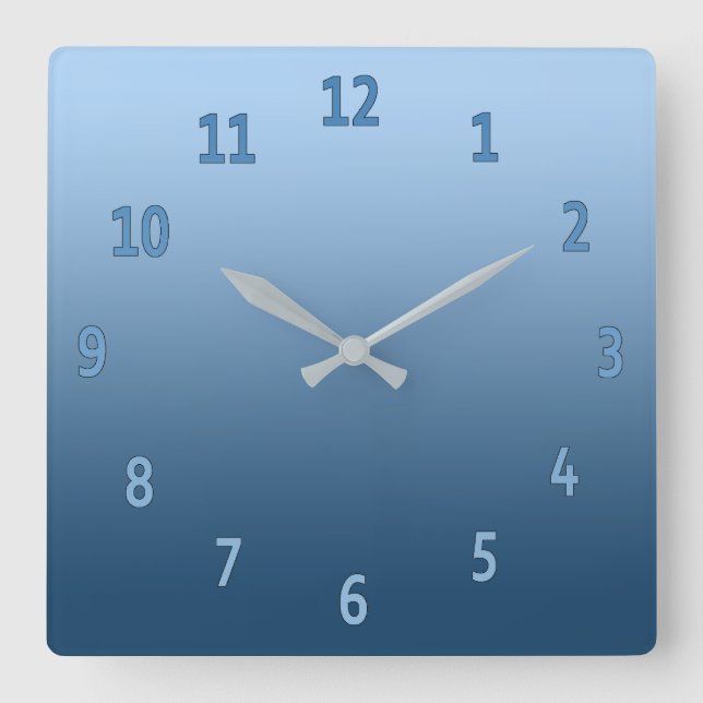 Gradient Simple Colorful Blue Square Wall Clock (Front)