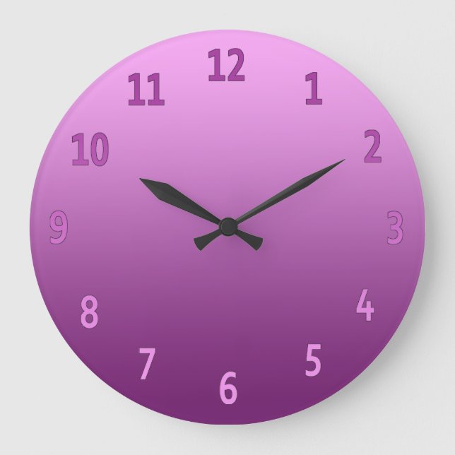 Gradient Simple Colorful Pink Large Clock (Front)