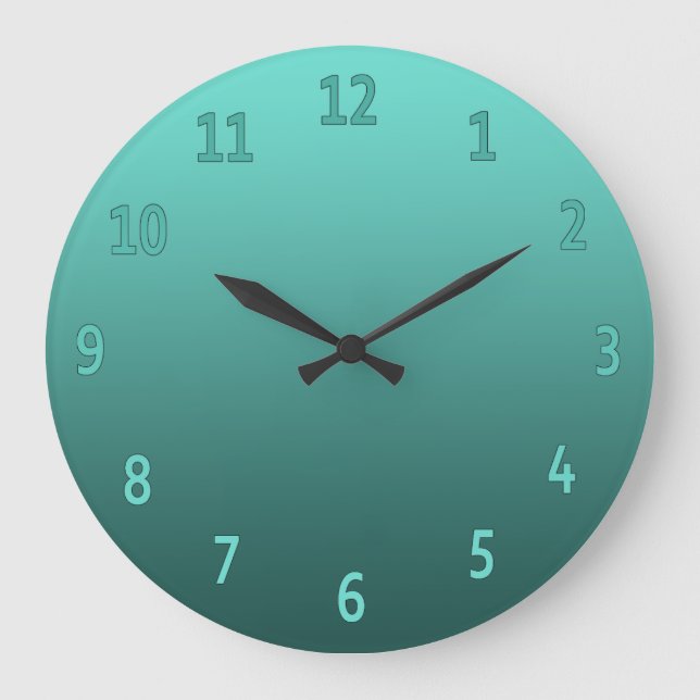 Gradient Simple Colorful Teal Large Clock (Front)