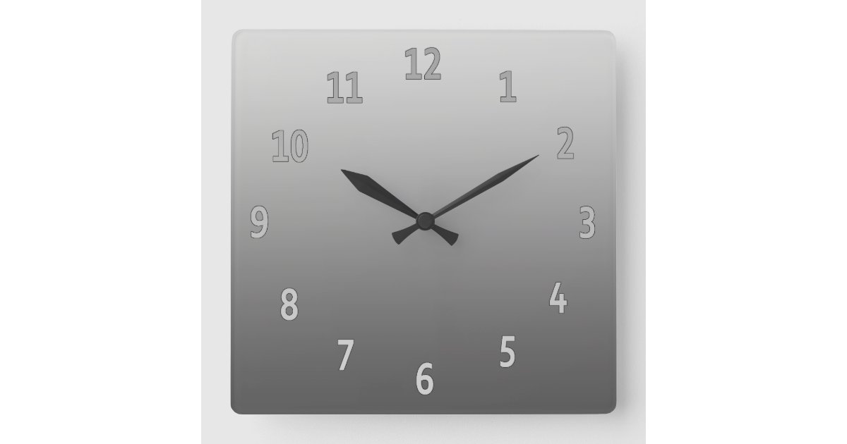 Gradient Simple Gray Square Wall Clock Zazzle