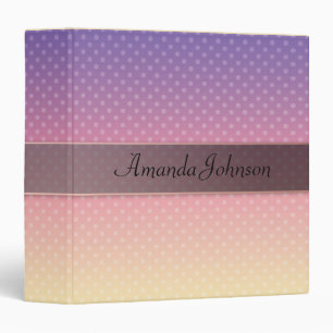 Gradient soft pastel colors polka dot pink violet 3 ring binder