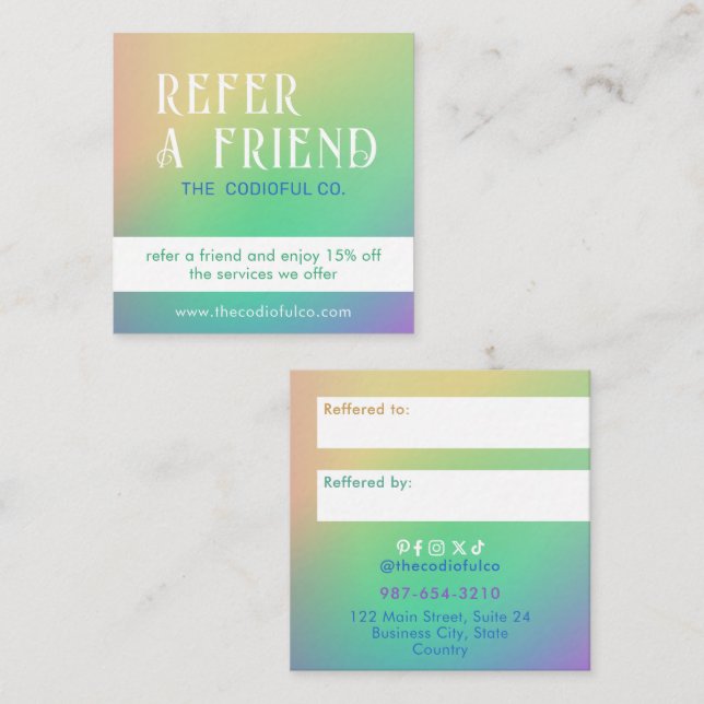Gradient Square Referral Card (Front/Back)