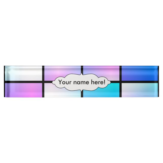 Gradient squares pattern desk name plate (Front)