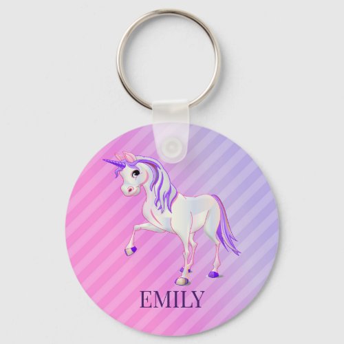 Gradient Stripes And Unicorn Keychain