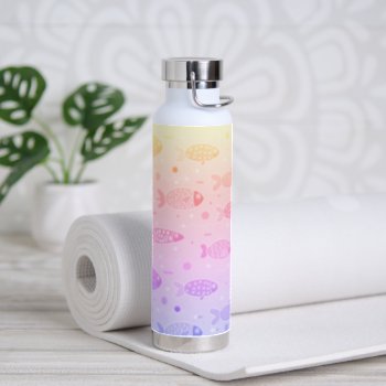 Gradient Sunset Fish Pattern Modern Water Bottle by beachcafe at Zazzle