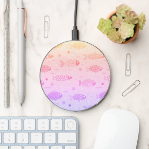 Gradient Sunset Fish Pattern Modern Wireless Charger