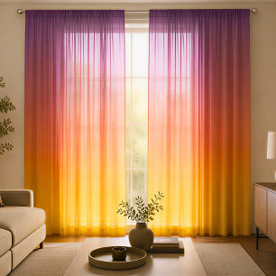 Gradient Sunset Inspired Decor Sheer Curtains