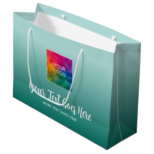 Gradient Teal Blue Custom Template Your Logo Here Large Gift Bag