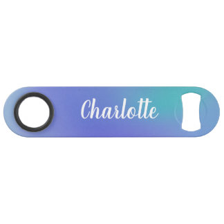 Gradient Teal Blue Watercolor Personalized Name Bar Key