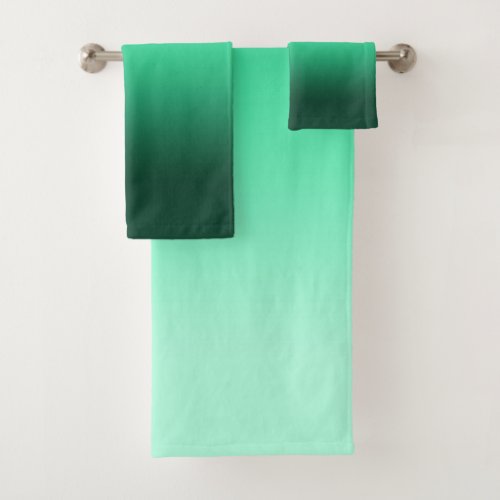 Gradient teal green ombre bath towel set
