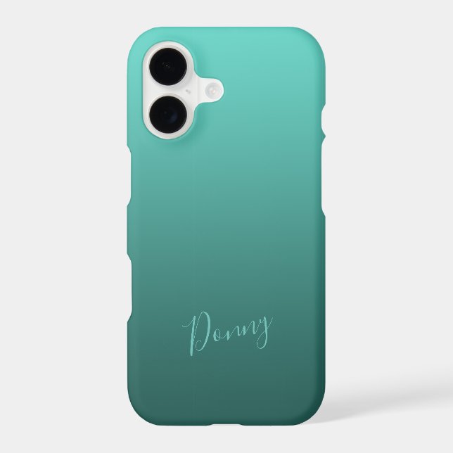Gradient Teal with Custom Name Iphone Case (Back)