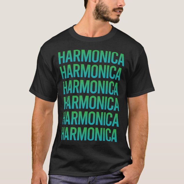Gradient Text Harmonica Mouth Organ T-Shirt (Front)
