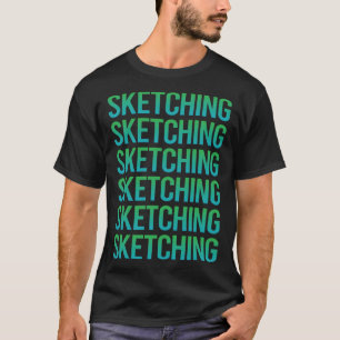 Gradient Text Sketching T-Shirt