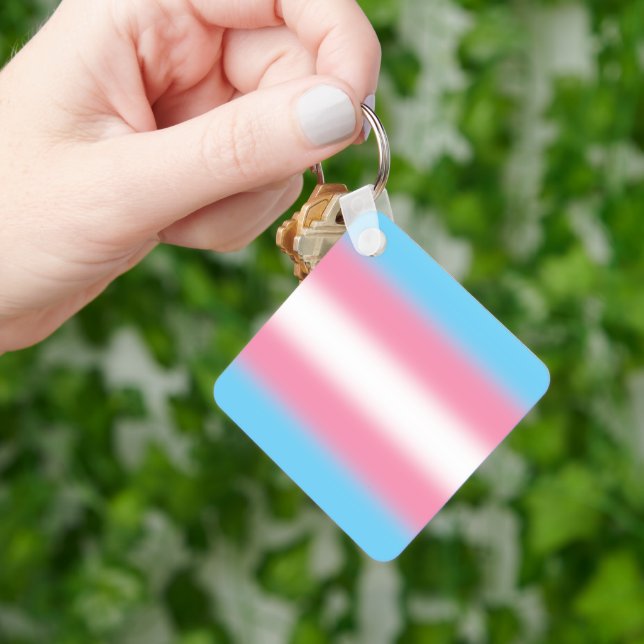 Gradient Transgender Pride Flag - Trans Flag Keychain (Hand)