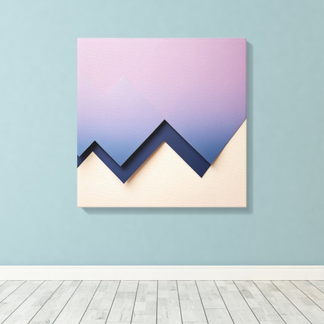 Gradient Triangles – Indigo to Lilac Abstract  Canvas Print (Insitu(Wood Floor))