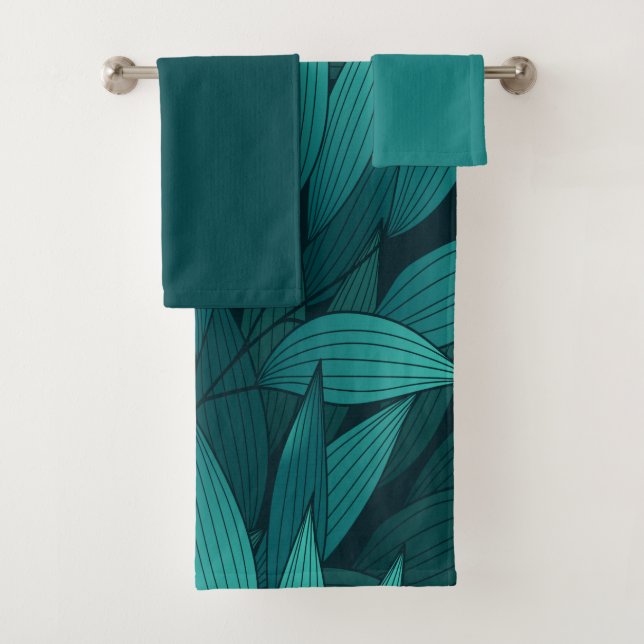Gradient tropical leaves bath towel set (Insitu)