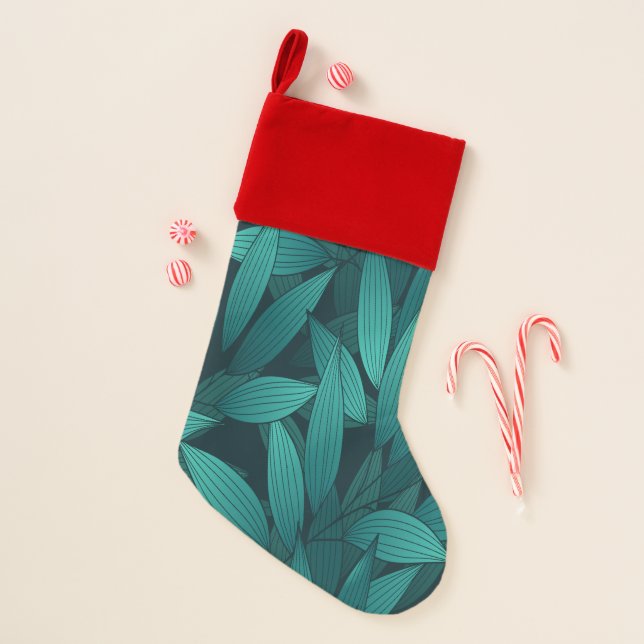 Gradient tropical leaves christmas stocking (Front)