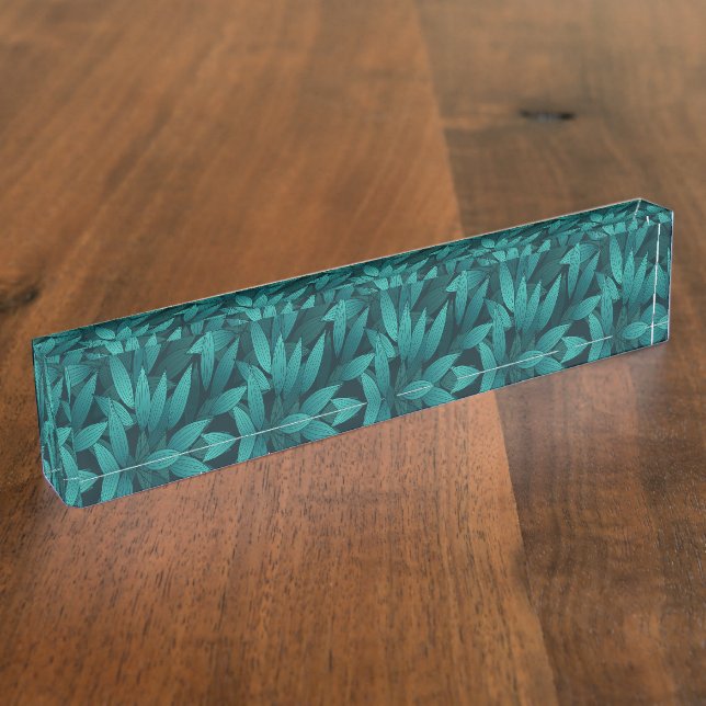 Gradient tropical leaves desk name plate (Side)