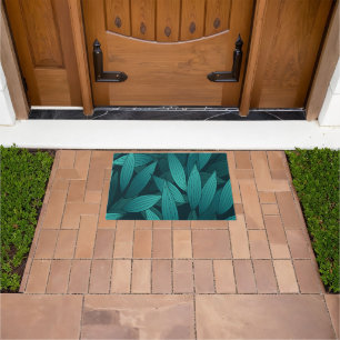 Gradient tropical leaves doormat