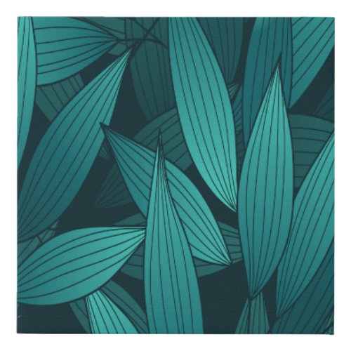 Gradient tropical leaves faux canvas print