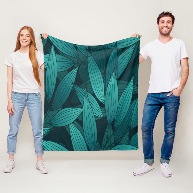 Gradient tropical leaves fleece blanket (In Situ)