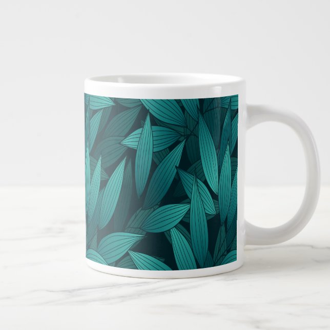 Gradient tropical leaves giant coffee mug (Right)