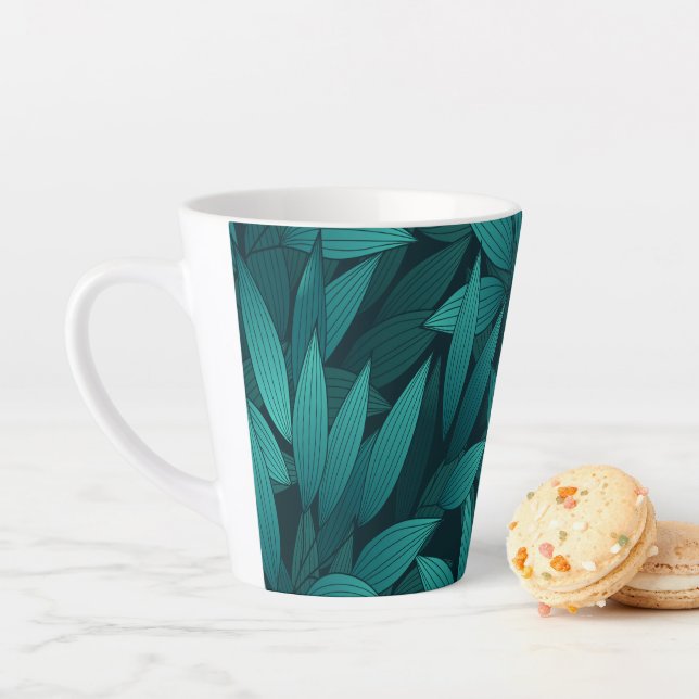 Gradient tropical leaves latte mug (In Situ)